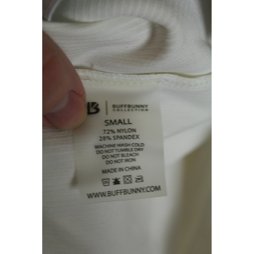 Buffbunny Collection Material Girl White Ribbed Tank Top Built-In Bra Small - Picture 5 of 5
